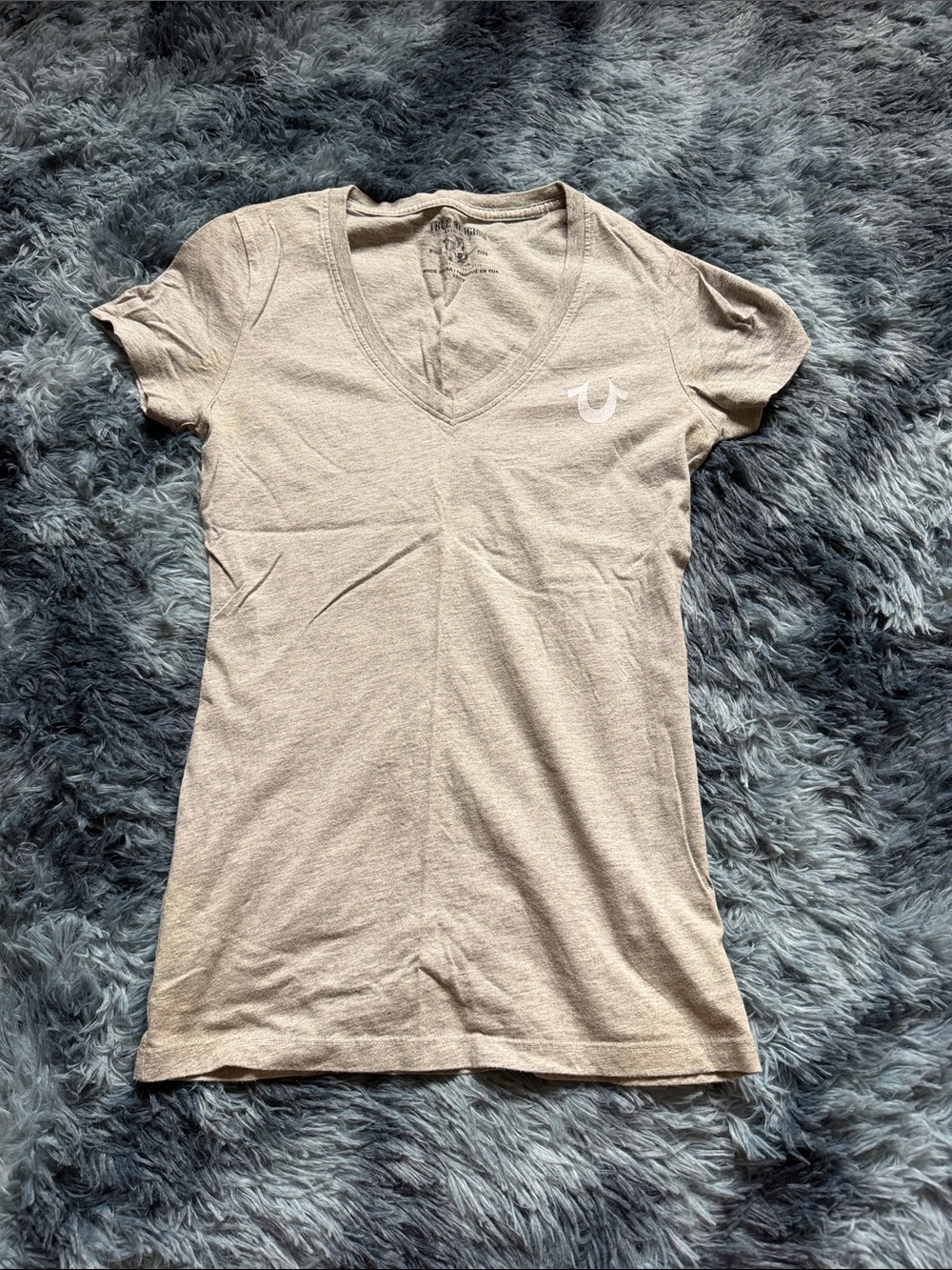True Religion Women's V-Neck Tee in Light Grey